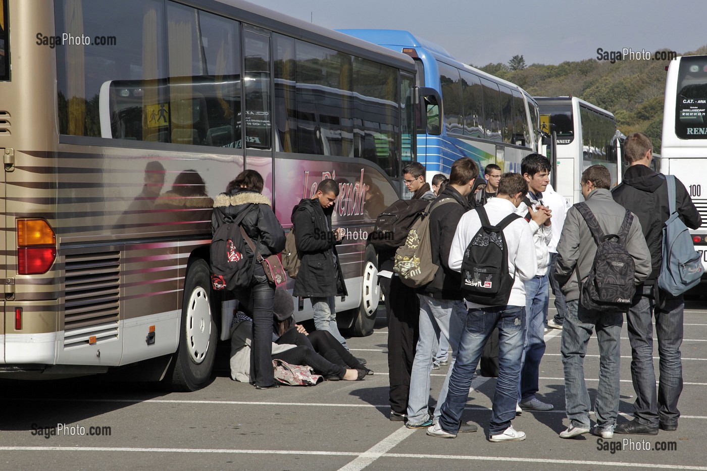 SORTIE SCOLAIRE EN CAR, OLYMPIADES DE BRETAGNE, BREST, FRANCE 