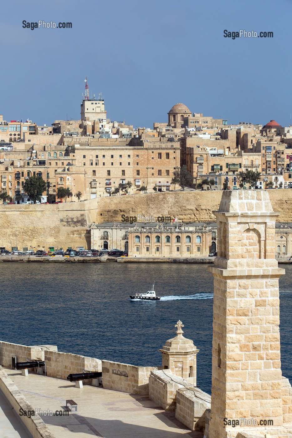 FORT SANT ANGELO, FORT SAINT ANGE, BIRGU, VITTORIOSA ET LA VALETTE SUR L'AUTRE RIVE, MALTE 