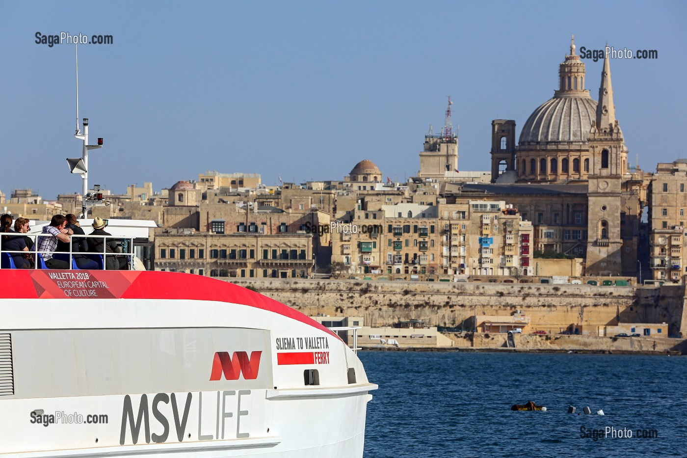 FERRY DE SLIEMA, CATHEDRALE ANGLICANE SAINT PAUL ET EGLISE DES CARMES, LA VALETTE, MALTE 