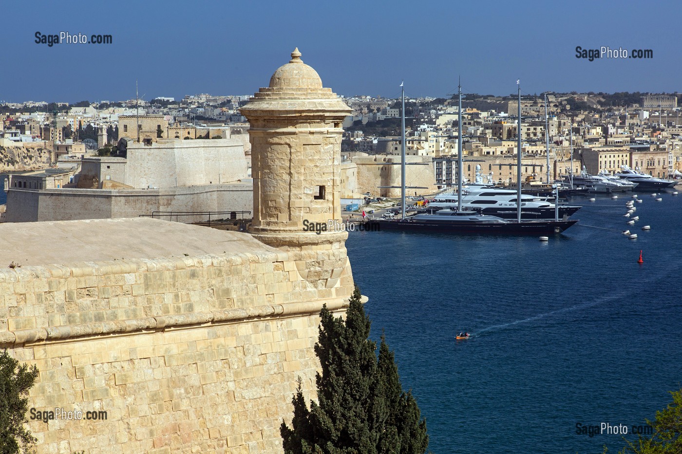 REMPART DE LA VALETTE, BAIE DE LA MARINA VITTORIA, FORT SAINT ANGEL ET BIRGU, MALTE 