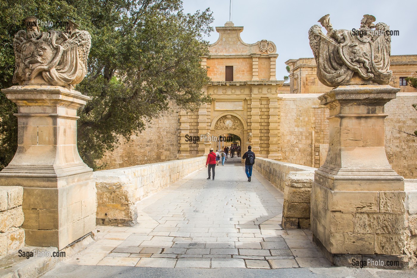 PORTE DE MDINA, ANCIENNE VILLE MEDIEVALE FORTIFIEE ET ANCIENNE CAPITALE DE MALTE, MDINA, MALTE 