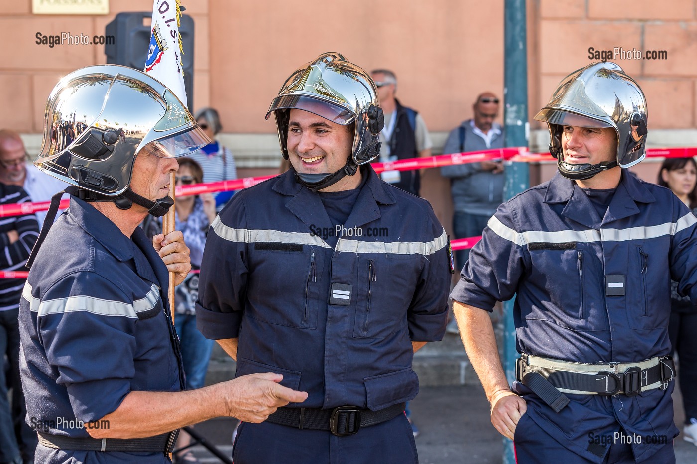 ILLUSTRATION PRISE D'ARME, SAPEURS-POMPIERS, 124EME CONGRES DES SAPEURS-POMPIERS DE FRANCE, AJACCIO, CORSE DU SUD, FRANCE 