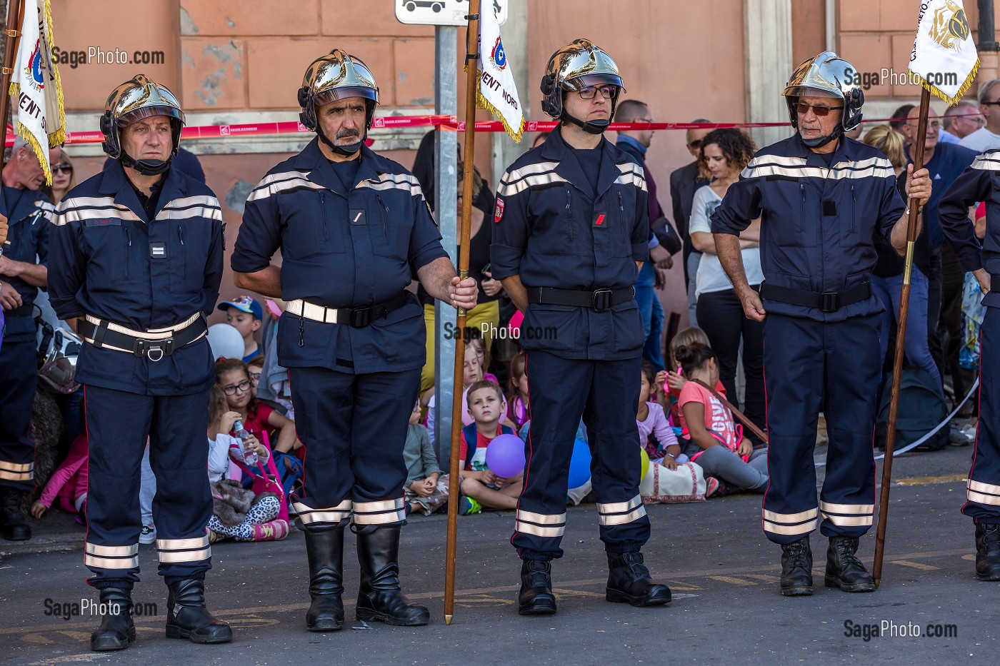 ILLUSTRATION PRISE D'ARME, SAPEURS-POMPIERS, 124EME CONGRES DES SAPEURS-POMPIERS DE FRANCE, AJACCIO, CORSE DU SUD, FRANCE 