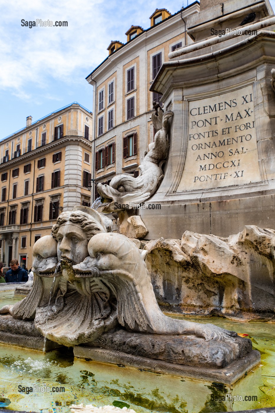 DETAIL FONTAINE DU PANTHEON, ROME, ITALIE, EUROPE 