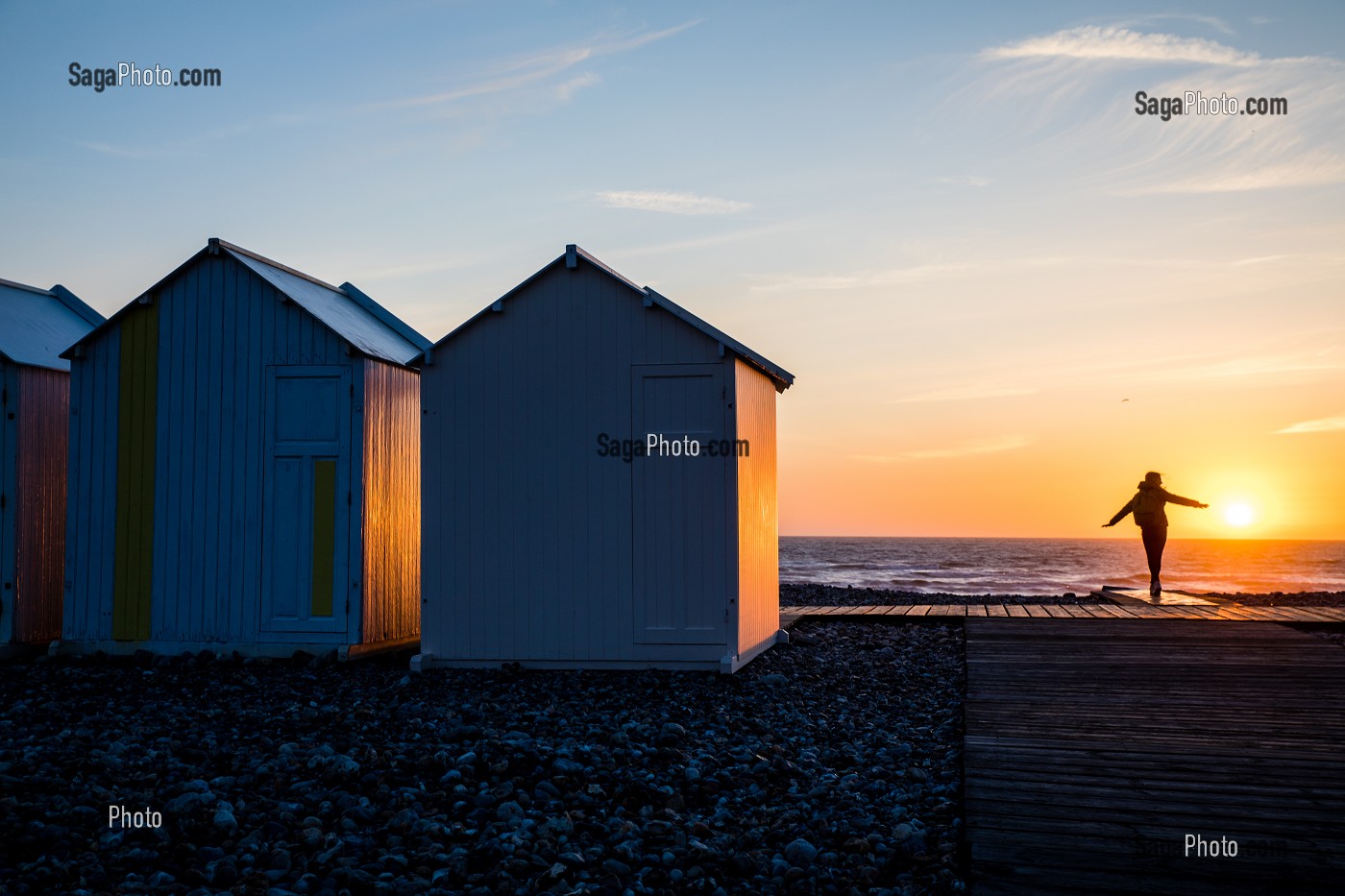 COUCHE DE SOLEIL, PLAGE DE CAYEUX SUR MER, (80) SOMME, PICARDIE, HAUTS-DE-FRANCE 