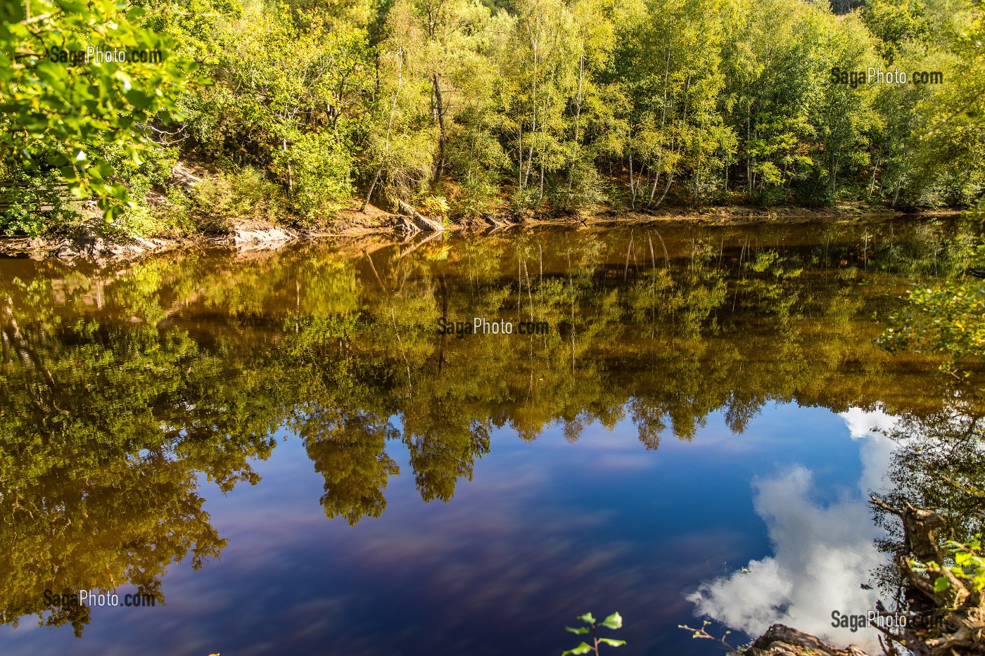 ETANG DU MIROIR AUX FEES, VAL SANS RETOUR, FORET DE BROCELIANDE, LIEU LEGENDAIRE, CONNU COMME LE DOMAINE DE LA FEE MORGANE, BRETAGNE, FRANCE 