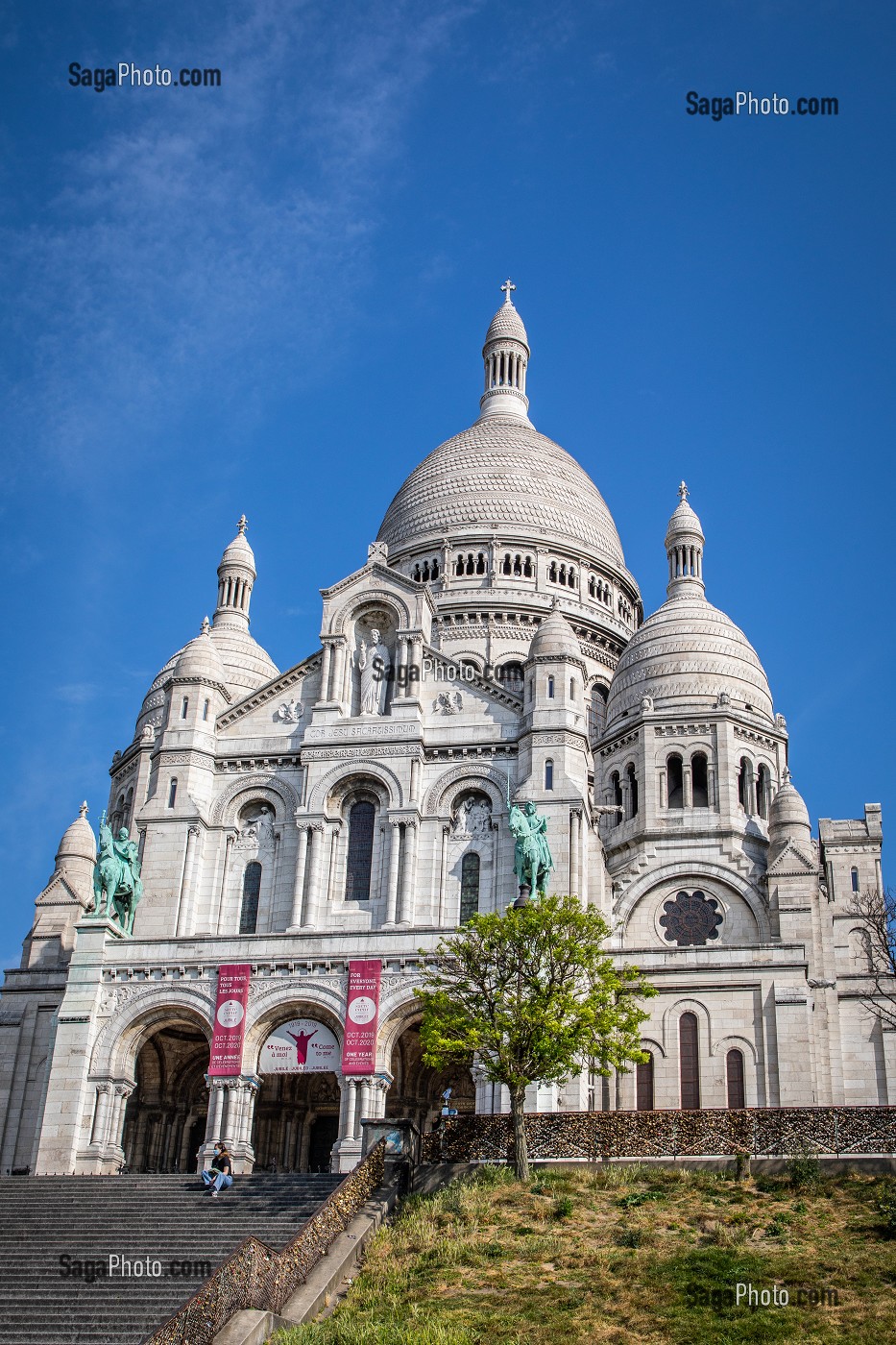 BASILIQUE DU SACRE CŒUR LORS DU CONFINEMENT DE LA PANDEMIE DU COVID 19, BUTTE MONTMARTRE, 18EME ARRONDISSEMENT, PARIS, ILE DE FRANCE, FRANCE, FRANCE, EUROPE 