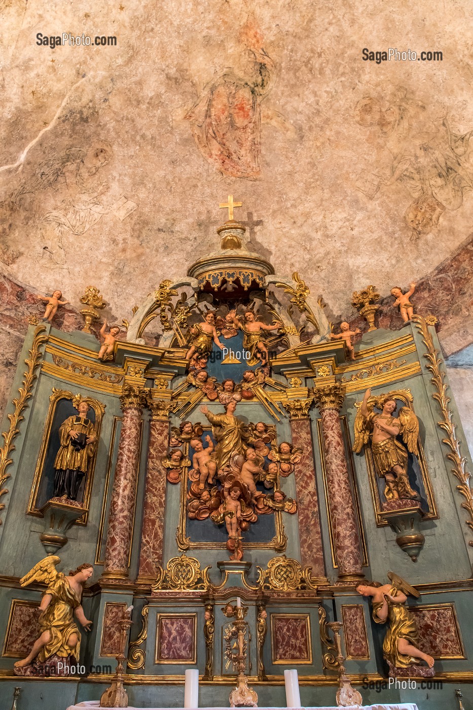 RETABLE EGLISE AULON, HAUTES PYRENEES, MIDI PYRENEES, OCCITANIE, FRANCE 