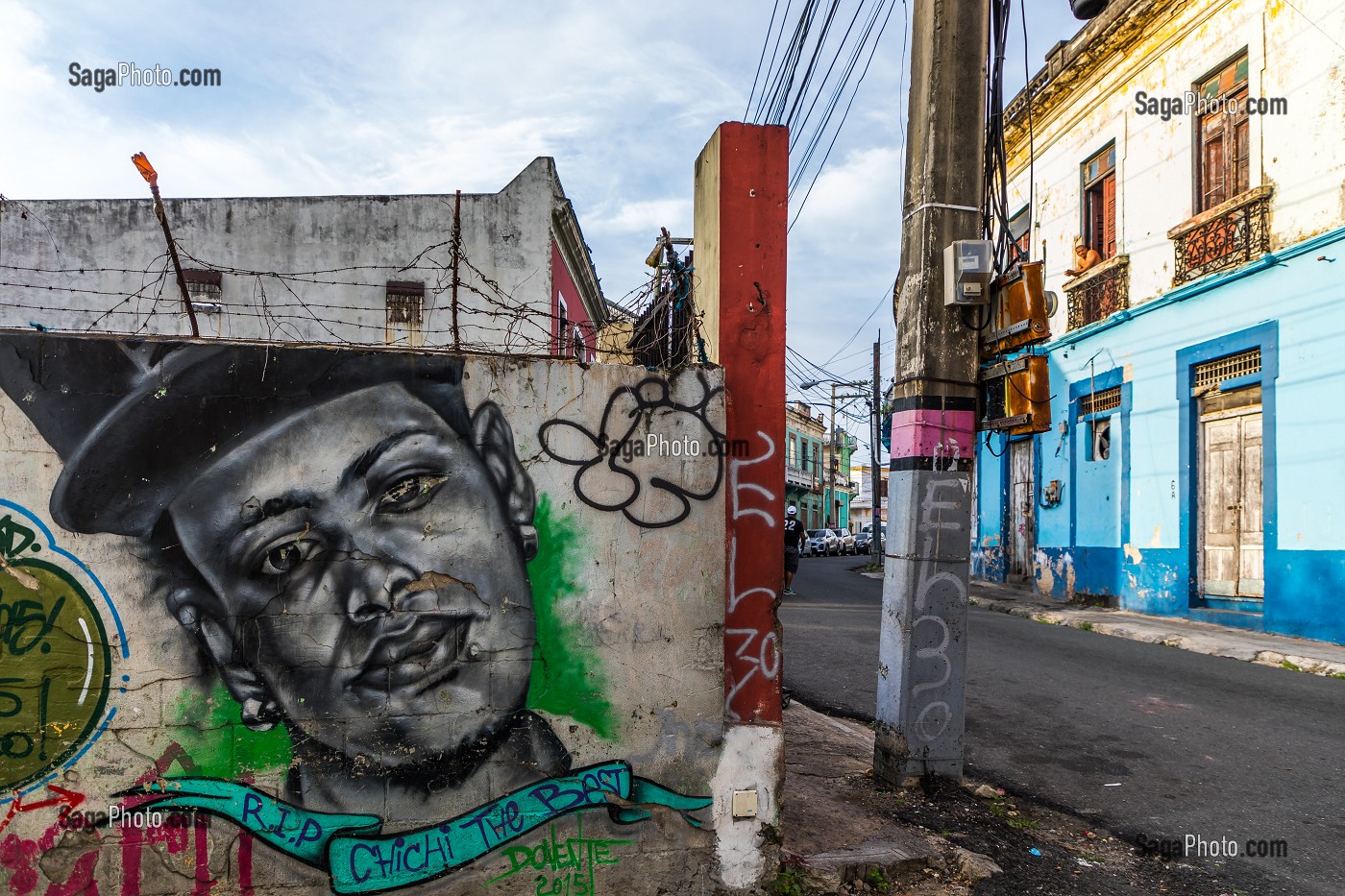 MURS PEINTS QUARTIER DE LA ATARAZANA, QUARTIER COLONIAL ENREGISTRE AU PATRIMOINE MONDIAL DE L'UNESCO, SAINT DOMINGUE, SANTO DOMINGO, REPUBLIQUE DOMINICAINE 