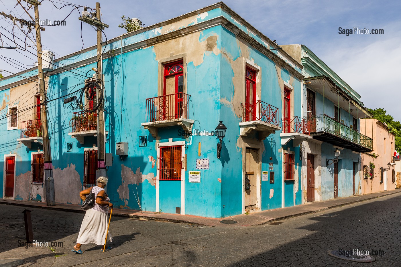 MAISON COLOREE, QUARTIER COLONIAL, CLASSE AU PATRIMOINE MONDIAL DE L'UNESCO, SAINT DOMINGUE, SANTO DOMINGO, REPUBLIQUE DOMINICAINE 