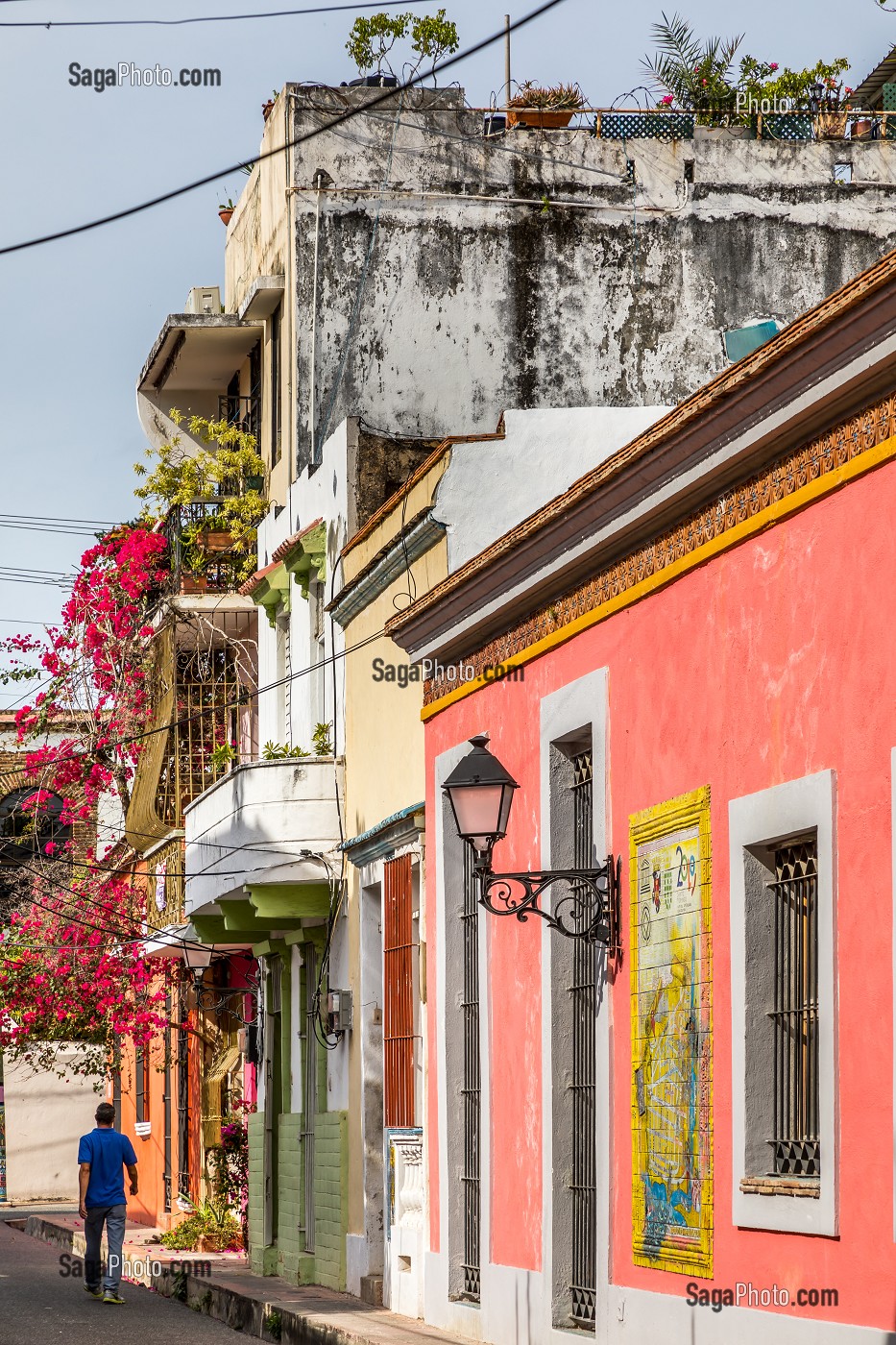 MAISON COLOREE, QUARTIER COLONIAL, CLASSE AU PATRIMOINE MONDIAL DE L'UNESCO, SAINT DOMINGUE, SANTO DOMINGO, REPUBLIQUE DOMINICAINE 