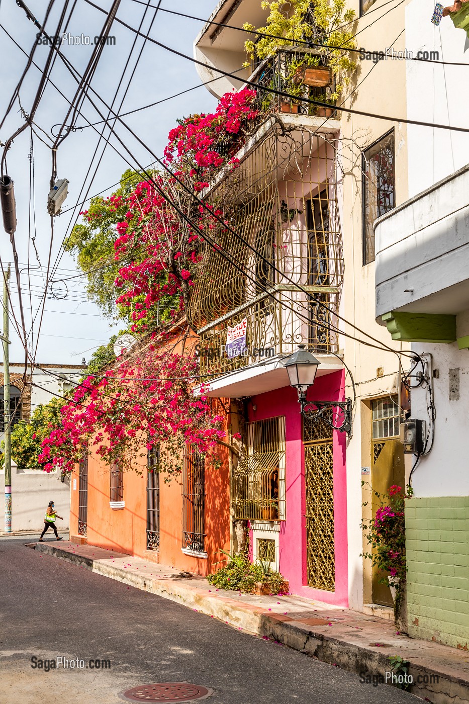 MAISON COLOREE, QUARTIER COLONIAL, CLASSE AU PATRIMOINE MONDIAL DE L'UNESCO, SAINT DOMINGUE, SANTO DOMINGO, REPUBLIQUE DOMINICAINE 