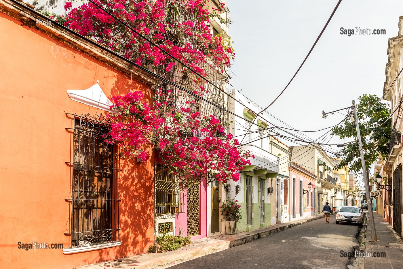 MAISON COLOREE, QUARTIER COLONIAL, CLASSE AU PATRIMOINE MONDIAL DE L'UNESCO, SAINT DOMINGUE, SANTO DOMINGO, REPUBLIQUE DOMINICAINE 