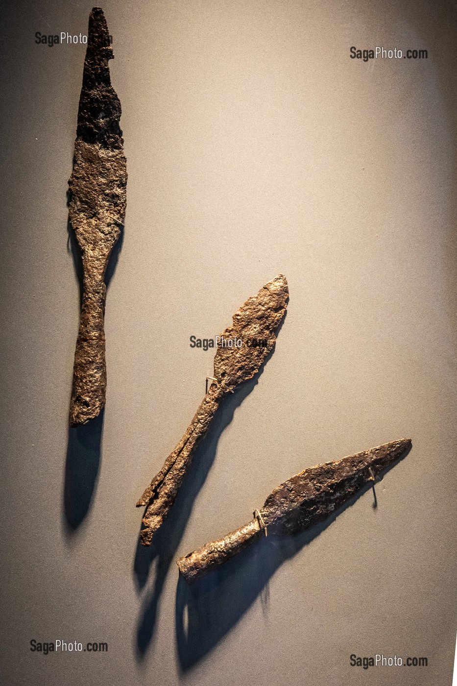 POINTES DE JAVELOTS EN FER, MUSEE D'ARCHEOLOGIE, JUBLAINS, (53) MAYENNE, PAYS DE LA LOIRE 