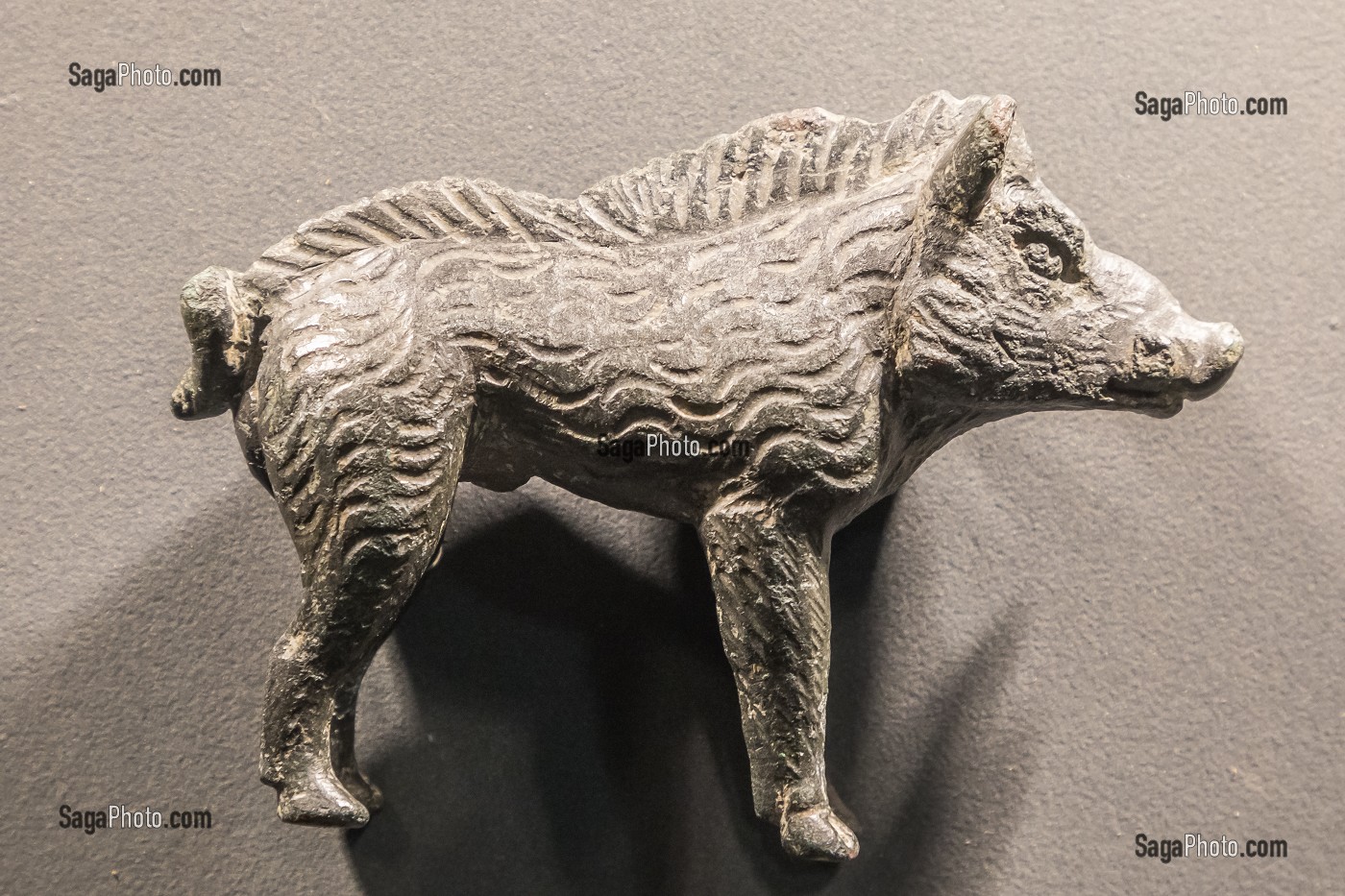 SANGLIER EN BRONZE, MUSEE D'ARCHEOLOGIE, JUBLAINS, (53) MAYENNE, PAYS DE LA LOIRE 