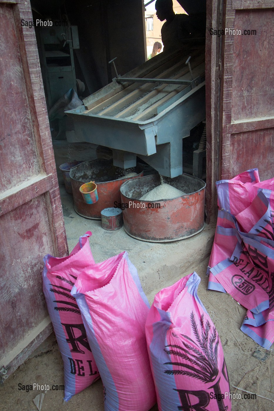 SAC DE RIZ, UNITE DE TRANSFORMATION DE RIZ DE QUALITE, DAGANA, SENEGAL, AFRIQUE DE L'OUEST 