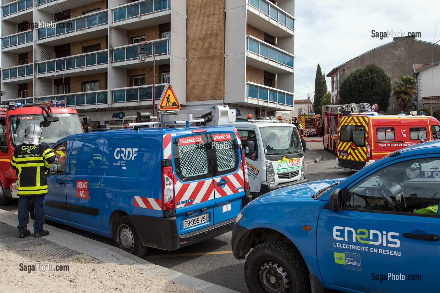 INTERVENTION POUR UN DE CUISINE EN CENTRE-VILLE, SAPEURS-POMPIERS DU CENTRE DE SECOURS DU VAL D'ARIEGE, PAMIERS (09), FRANCE 