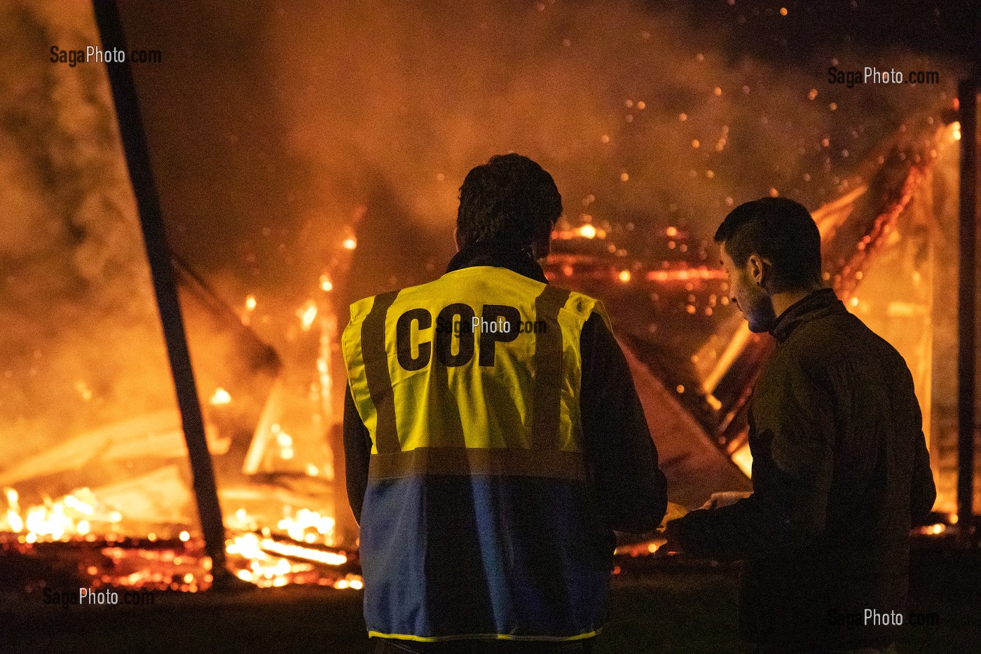 COP, COMMANDANT DES OPERATIONS DE POLICE, INTERVENTION POUR LE FEU DU GYMNASE DU COMPLEXE SPORTIF ANDRE JIDOUARD, ARGENTAN (61), FRANCE 