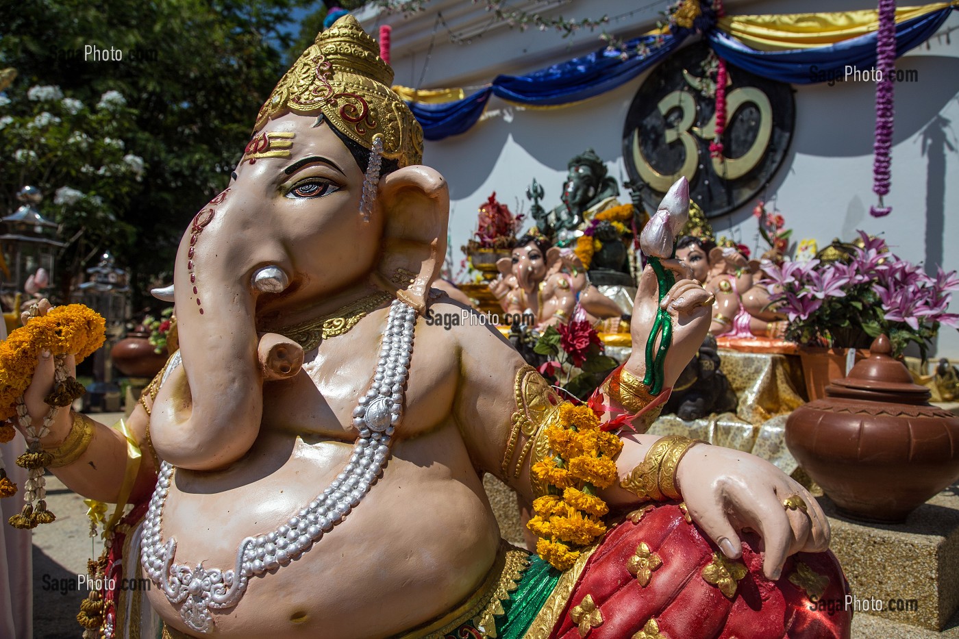 STATUE D'ELEPHANT REPRESENTANT GANESH, WAT KAEW PRASERT, PATHIO, PROVINCE DE CHUMPHON, THAILANDE, ASIE 