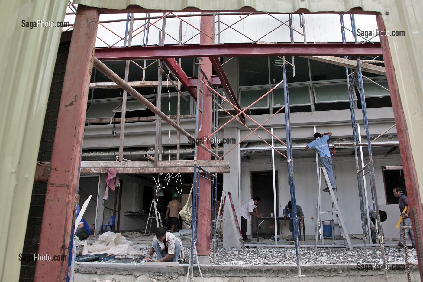 TRAVAUX, CONSTRUCTION D'UN IMMEUBLE, BANGKOK, THAILANDE 