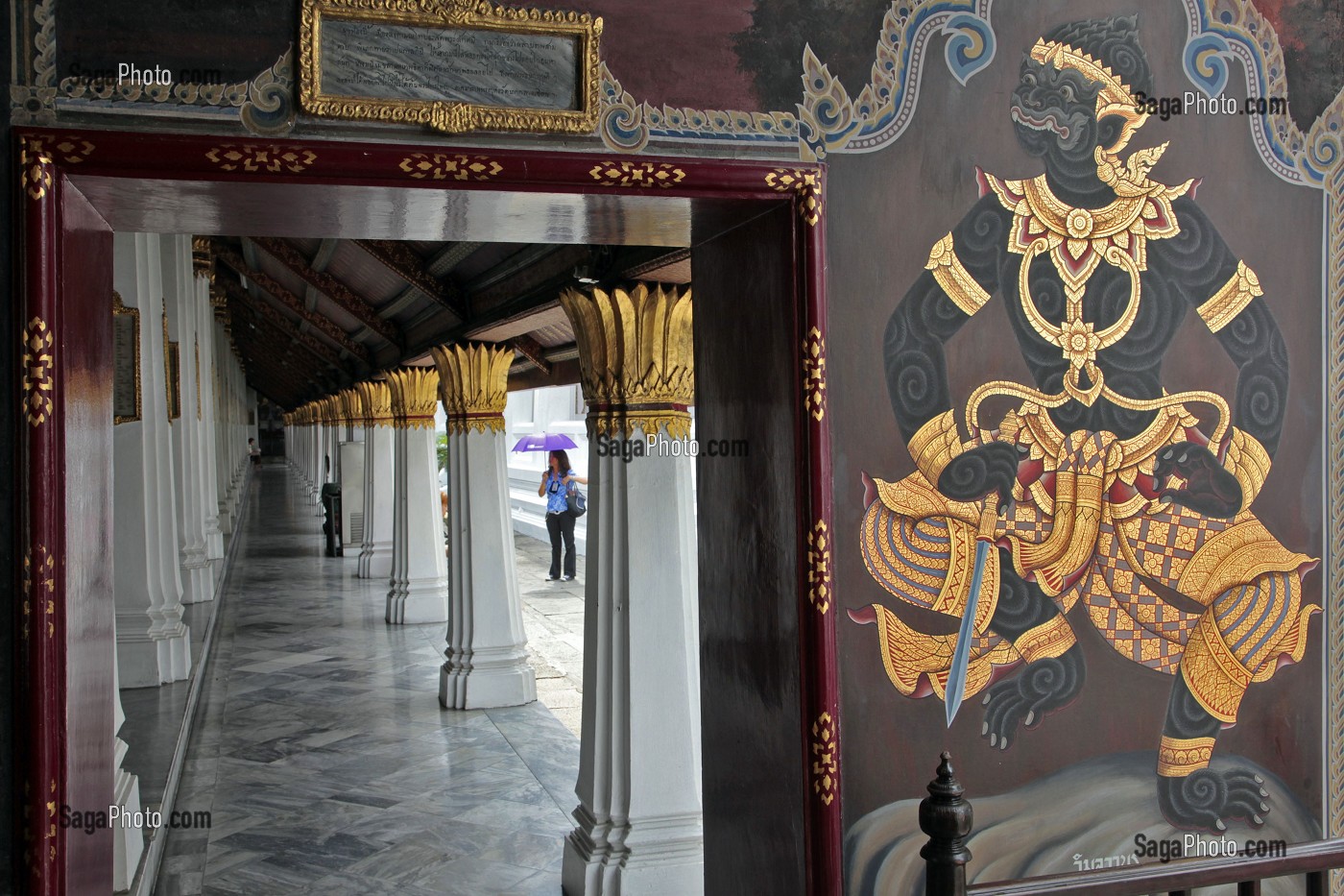 PEINTURE MURALE, GALERIE DU RAMAKIEN, WAT PHRA KEO, BANGKOK, THAILANDE 