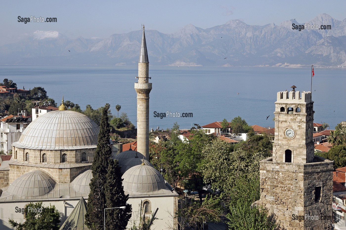 MOSQUEE TEKELI MEHMET PACHA (PASA), TOUR DE L'HORLOGE (SAAT KULESI), VIEILLE VILLE D'ANTALYA, TURQUIE 