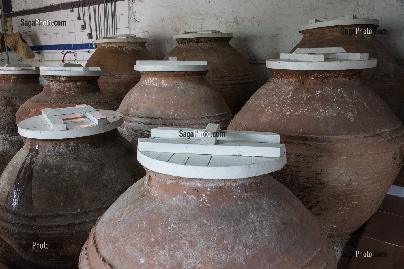 GRANDES JARRES, BONBONNES EN TERRE CUITE, MUSEE DE L'HUILE D'OLIVE D'ADATEPE, RIVIERA DES OLIVIERS, NORD D’IZMIR, TURQUIE 