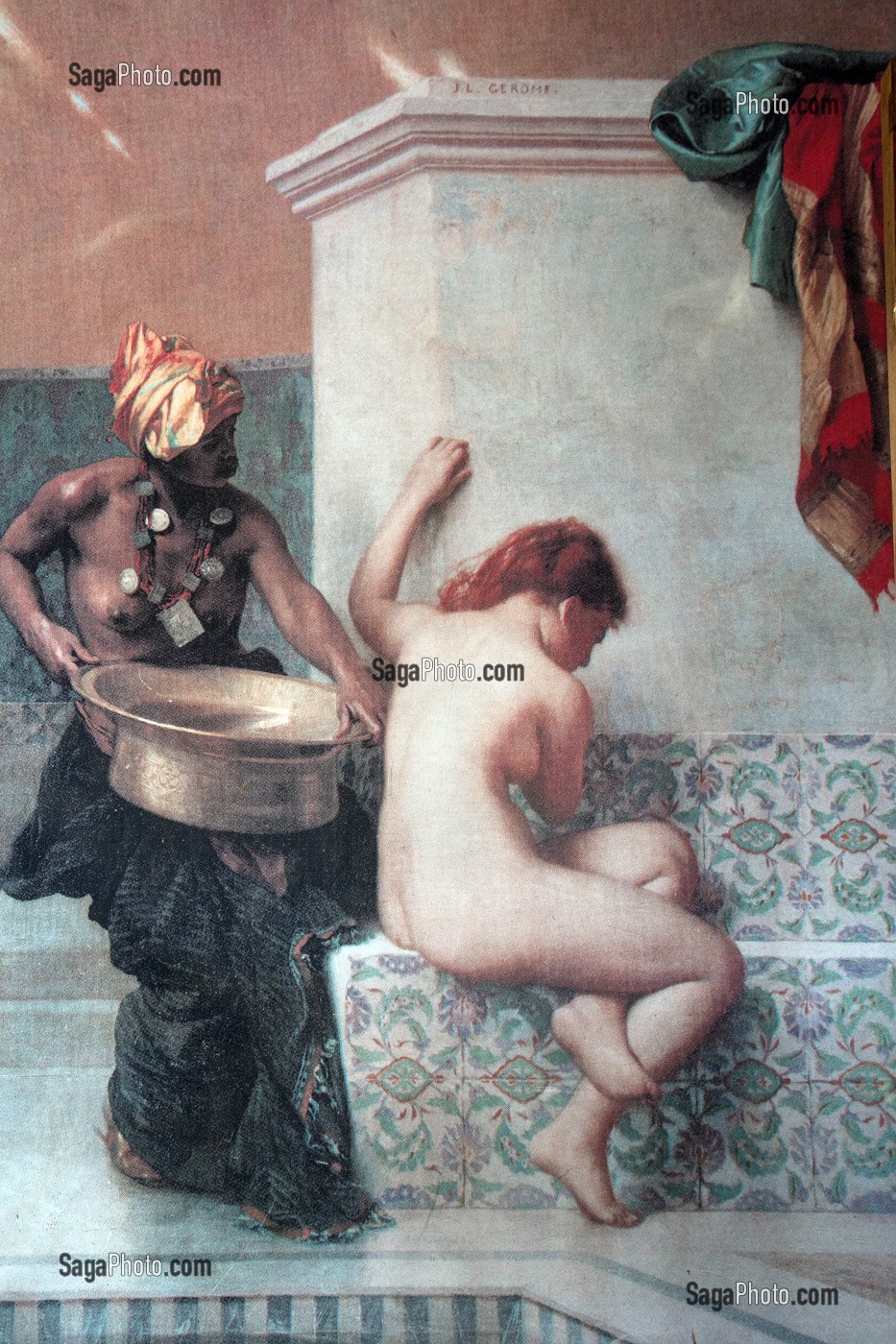 PEINTURE DE J.L. GEROME, BAIN TURC OU BAIN MAURE, SUR LES BAINS A L'HUILE D'OLIVE, MUSEE DE L'HUILE D'OLIVE D'ADATEPE, RIVIERA DES OLIVIERS, NORD D’IZMIR, TURQUIE 