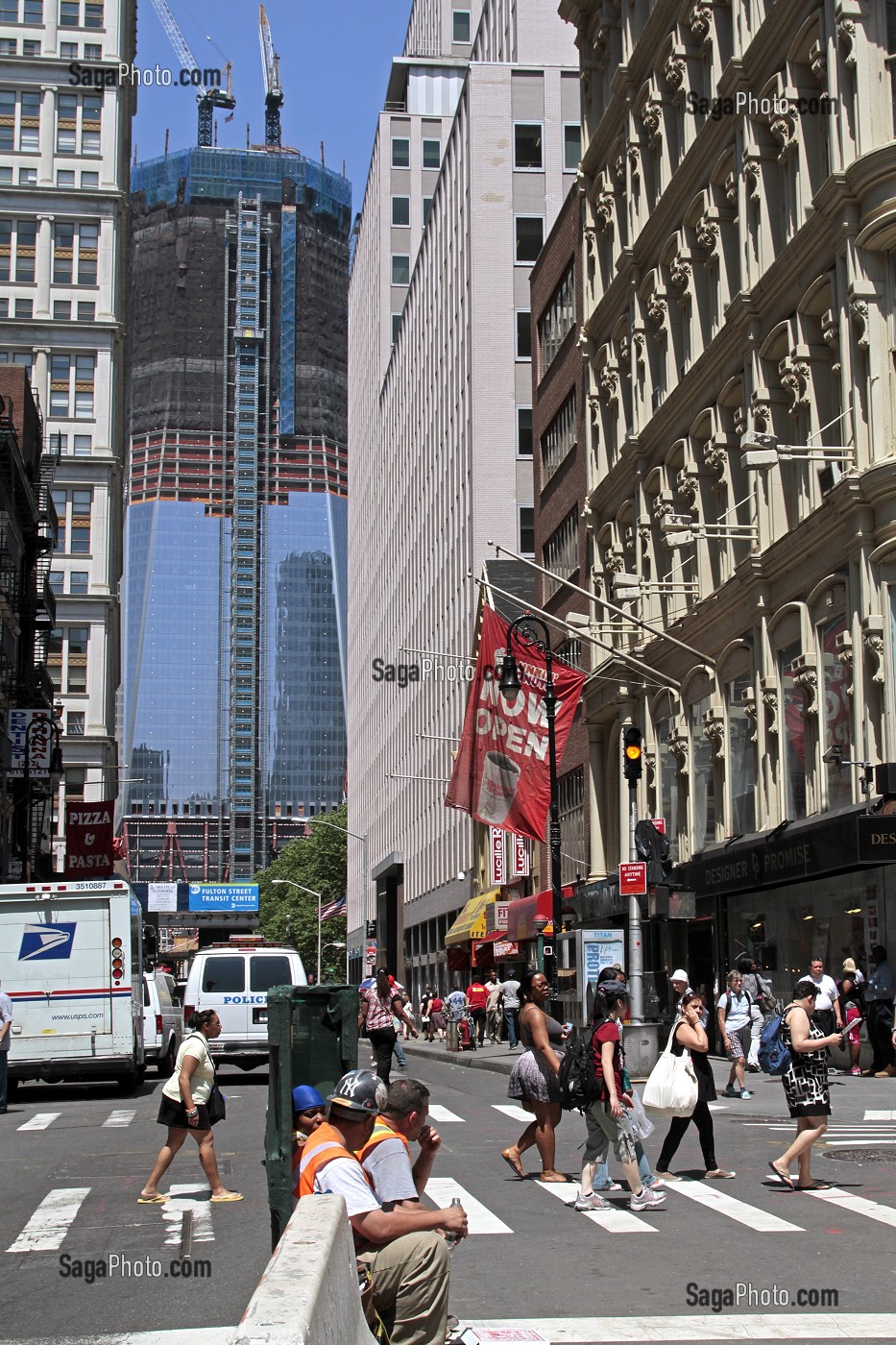 CHANTIER DE CONSTRUCTION DE LA FREEDOM TOWER, PLUS HAUTE TOUR DES ETATS-UNIS (541 METRES), GROUND ZERO DU WORLD TRADE CENTER, FINANCIAL DISTRICT, DOWNTOWN, MANHATTAN, NEW YORK CITY, ETATS-UNIS 