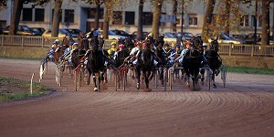 COURSE DE TROT ATTELE SUR L'HIPPODROME DE CAEN, CALVADOS (14), NORMANDIE, FRANCE 