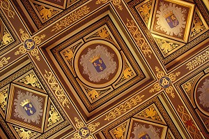 DETAIL DU PLAFOND DE LA SALLE DES GARDES, CHATEAU D'ANET, EURE-ET-LOIR (28), FRANCE 
