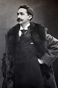 COMTE ROBERT DE MONTESQUIOU (CHARLUS), REPRODUCTION DU PHOTOGRAPHE PAUL NADAR, MAISON DE TANTE LEONIE, VILLAGE IDEAL DE L'ENFANCE DE L'ECRIVAIN MARCEL PROUST DANS SON ROMAN - A LA RECHERCHE DU TEMPS PERDU -, ILLIERS-COMBRAY, EURE-ET-LOIR (28), FRANCE 