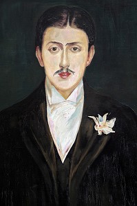 PORTRAIT DE MARCEL PROUST PAR JACQUES-EMILE BLANCHE (1892), MAISON DE TANTE LEONIE, VILLAGE IDEAL DE L'ENFANCE DE L'ECRIVAIN MARCEL PROUST DANS SON ROMAN - A LA RECHERCHE DU TEMPS PERDU -, ILLIERS-COMBRAY, EURE-ET-LOIR (28), FRANCE 