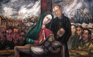 PIETA REALISEE PAR L'ABBE FRANZ STOCK AU CAMP EN 1946, SEMINAIRE DES BARBELES EN HOMMAGE A L'ABBE ALLEMAND FRANZ STOCK (1904-1948), LE COUDRAY, CHARTRES, EURE-ET-LOIR (28), FRANCE 