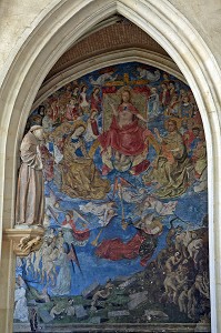 FRESQUE DU JUGEMENT DERNIER (1468), INTERIEUR DE LA SAINTE CHAPELLE DU CHATEAU DE CHATEAUDUN, EURE-ET-LOIR (28), FRANCE 