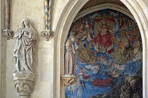 FRESQUE DU JUGEMENT DERNIER (1468), INTERIEUR DE LA SAINTE CHAPELLE DU CHATEAU DE CHATEAUDUN, EURE-ET-LOIR (28), FRANCE 