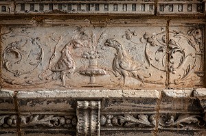 BAS-RELIEF REPRESENTANT DES FAISANS, CHATEAU DE CHATEAUDUN, EURE-ET-LOIR (28), FRANCE 