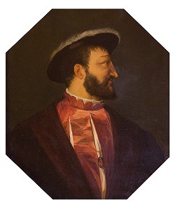 PORTRAIT DE FRANCOIS 1ER (1494-1547), ROI DE FRANCE D'APRES LE TABLEAU DE TITIEN, SALON DU ROI, CHATEAU DE MAINTENON, EURE-ET-LOIR (28), FRANCE 