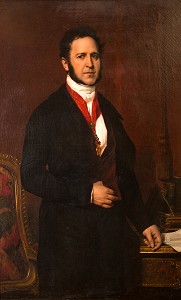 PAUL, DUC DE NOAILLES (1802-1885), HISTORIEN FRANCAIS, AUTEUR D'UNE HISTOIRE DE MADAME DE MAINTENON, TABLEAU DE PAUL DELAROCHE, SALLE DE BILLARD, CHATEAU DE MAINTENON, EURE-ET-LOIR (28), FRANCE 