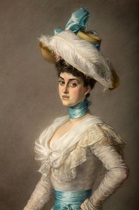 YOLANDE DE LUYNES (1897-1945), DUCHESSE DE NOAILLES, DETAIL D'UN PASTEL DE VON PAUSINGER (1839-1915), SALLE DE BILLARD, CHATEAU DE MAINTENON, EURE-ET-LOIR (28), FRANCE 
