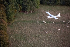 VOL EN ULM AU DESSUS DU PARC DU CHATEAU DE LA FERTE-VIDAME, PERCHE, EURE-ET-LOIR (28), FRANCE 
