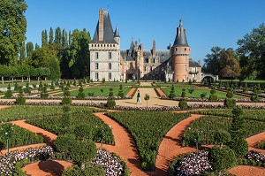 JARDINS A LA FRANCAISE DESSINES SUIVANT LES PLANS D'ANDRE LE NOTRE JARDINIER DU ROI LOUIS XIV, CHATEAU DE MAINTENON, EURE-ET-LOIR (28), FRANCE 