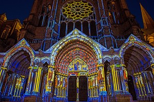 FESTIVAL DE CHARTRES EN LUMIERES SUR LE PORTAIL NORD DE LA CATHEDRALE NOTRE-DAME, CHARTRES, EURE-ET-LOIR (28), FRANCE 