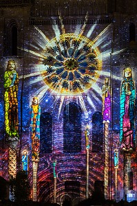 FESTIVAL DE CHARTRES EN LUMIERES SUR LE PORTAIL ROYAL DE LA CATHEDRALE NOTRE-DAME, CHARTRES, EURE-ET-LOIR (28), FRANCE 