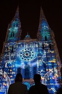 FESTIVAL DE CHARTRES EN LUMIERES SUR LE PORTAIL ROYAL DE LA CATHEDRALE NOTRE-DAME, CHARTRES, EURE-ET-LOIR (28), FRANCE 