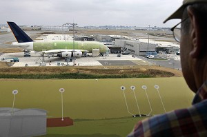 VISITE DE L'USINE D'ASSEMBLAGE DE L'AIRBUS A380 A L'AEROSPATIALE DE TOULOUSE, HAUTE-GARONNE (31), FRANCE 