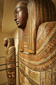 COUVERCLE INTERNE DU SARCOPHAGE DE LA DAME IN IMEN NAY'S NEBOU(T), EGYPTE BASSE EPOQUE 664-320AVANT JC, MUSEE GEORGES LABIT (ARTS D'ASIE ET ANTIQUITES EGYPTIENNES), TOULOUSE, HAUTE-GARONNE (31), FRANCE 