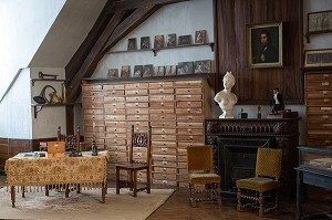 BUREAU DE MAURICE DUDEVANT-SAND, DOMAINE GEORGE SAND, LA VALLEE NOIRE ET LE ROMANTISME DE GEORGE SAND DANS LE BERRY, NOHANT-VIC (36), FRANCE 