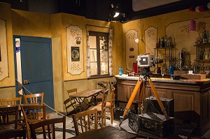 RECONSTITUTION DU DECOR DU CAFE BONDU, MAISON DE JOUR DE FETE EN HOMMAGE AU FILM TOURNE DANS LE VILLAGE PAR JACQUES TATI, SAINTE-SEVERE-SUR-INDRE (36), FRANCE 