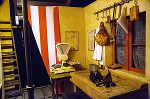 RECONSTITUTION DE LA BOUCHERIE ET MAISON DE JOUR DE FETE EN HOMMAGE AU FILM TOURNE DANS LE VILLAGE PAR JACQUES TATI, SAINTE-SEVERE-SUR-INDRE (36), FRANCE 